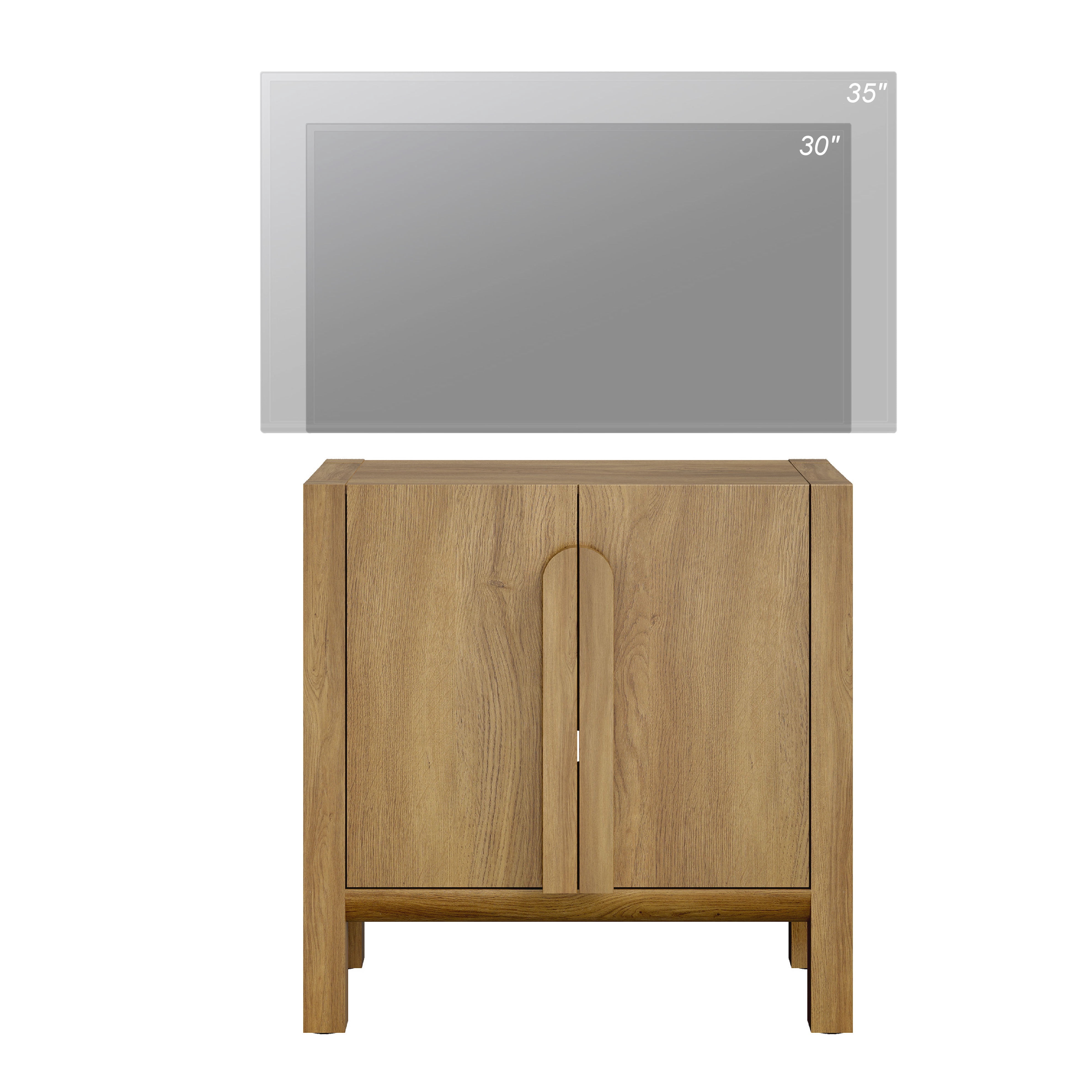 31.5" Mid-Century Modern TV Stand with Storage, Entertainment Center with 2 Doors and Adjustable Shelves,Wooden TV Console for Living Room
