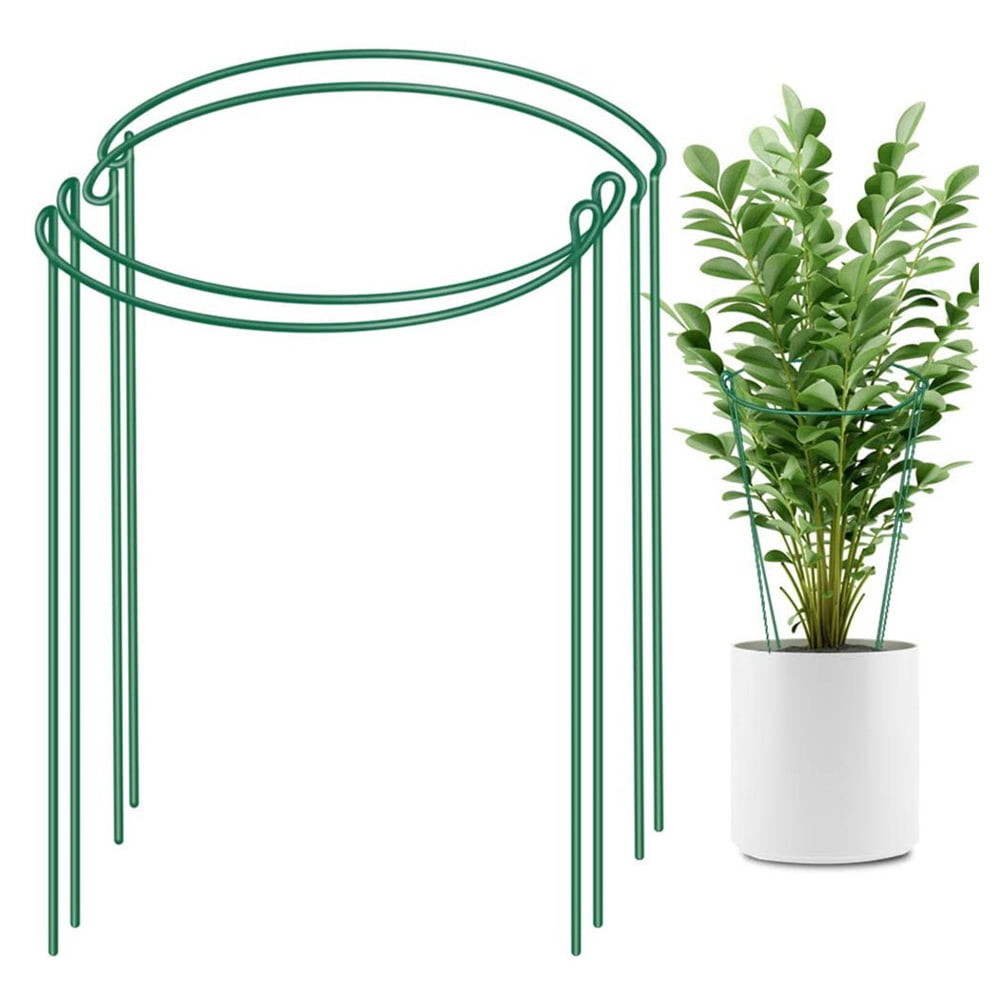 Flowers Stem 17.5 Inch Steel Garden Support Rings Single Stem Steel Garden Support Rings for Tomatoes Upright Plant Growing LEOBRO 5Pcs Plant Support Stakes 