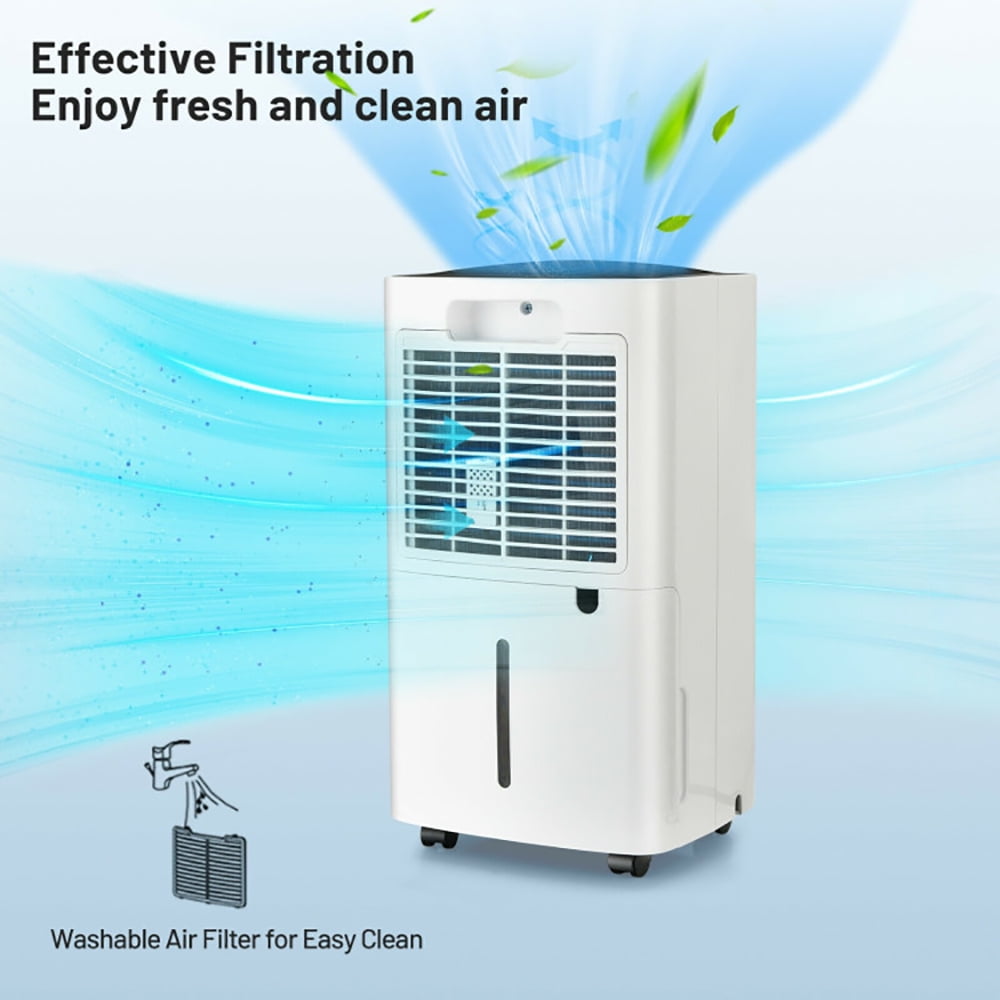 Topcobe 24 Pints 1500 Sq Ft Portable Dehumidifier for Medium To Large Spaces, Quiet Bladeless Floor Powerful Fan for Room Office, White
