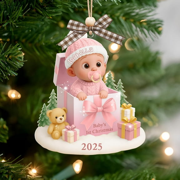 Personalized Baby's First Christmas Ornament, 3D Acrylic Ornament, Custom Baby Gift, Holiday Keepsake, Nursery Decor