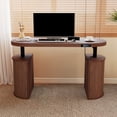 thumbnail image 4 of Oubayajia 55″ x 22″ Electric Standing Desk with Storage, Height Adjustable Computer Desk for Home Office, Walnut, 4 of 12