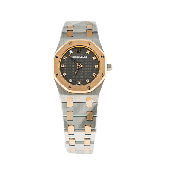 Pre-Owned Audemars Piguet Royal Oak Ladies Quartz â€“ 66339SA.OO.0722SA.02, 24mm Stainless Steel Case with Gray "Petite Tapisserie" Dial, Two-Tone Bracelet