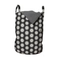 thumbnail image 1 of Modern Laundry Bag, Abstract Round Brush Strokes as Flower Petals Blooming Monochromatic Print, Basket with Handles Drawstring Closure for Laundromats, 13" x 19", Dark Grey and Ivory, by Ambesonne, 1 of 4