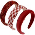 thumbnail image 2 of Paquete de 3 diademas rojas para mujeres y niñas, lindas diademas a cuadros, bandana vintage de los años 70, diadema antideslizante, accesorios para el cabello para niñas, regalos de Navidad y San Val, 2 of 4