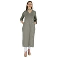 thumbnail image 1 of Phagun Indo WesternSolid Kurti For Women's V-Neck W/ Side Slit Indian Traditional Wear, 1 of 7