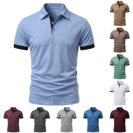 QIUOMBBP Men s Golf Polos Shirts Summer Slim Fit Lightweight Outdoor Hiking Tshirt Short Sleeve Solid Casual Collared Tops Wine XL