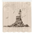 thumbnail image 2 of Ambesonne Beach Shower Curtain, Lighthouse Flying Seagulls, 69"Wx75"L, Seal Brown Warm Taupe, 2 of 4