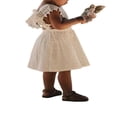 thumbnail image 1 of Bébé Fille Été Robe Sans Manches Fusée Manches Dentelle Patchwork V Dos Sundress, 1 of 3