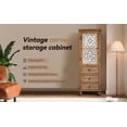 thumbnail image 6 of AENKYO 54" Tall Storage Cabinet, Hand-Carved Floral Door & 3 Drawers, Slim Wood Organizer, Natural Wood & Whitewash, 6 of 10