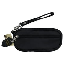 Genuine Leather Zippered Double Eyeglass Sunglasses Case Holder Black