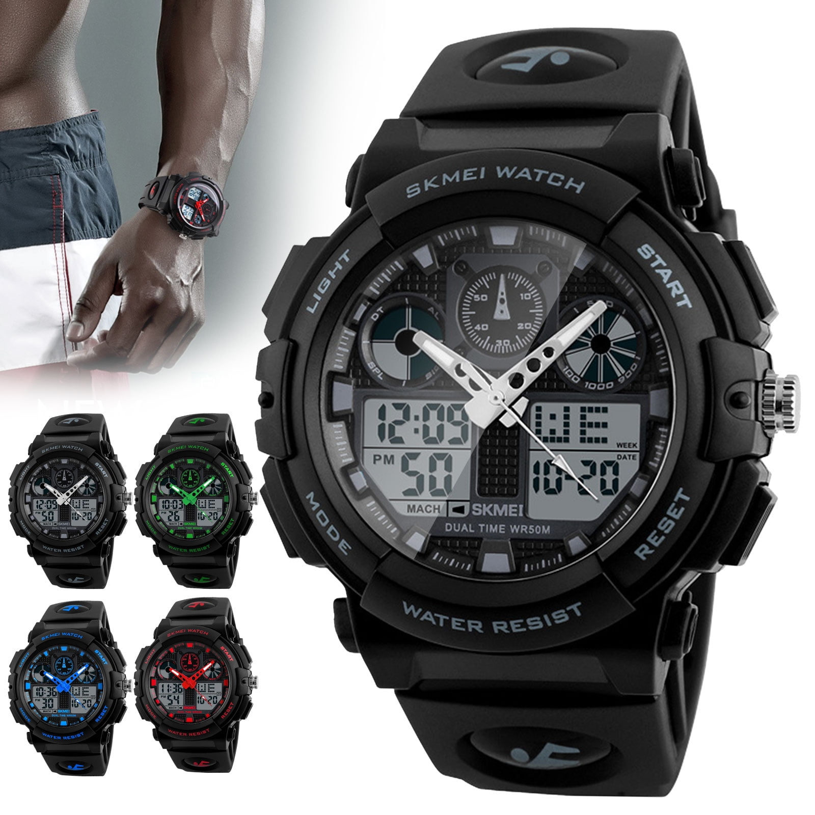 EEEkit - Men's Digital Sports Watch Large Face Waterproof Wrist Watches for Men Casual Military