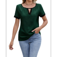 thumbnail image 3 of Blusas Informales Elegantes para Mujer, Blusas de Trabajo Informales de Negocios, Camisas de Corta con Cuello en V y Bloques de Color, Verano 2025 Verde Oscuro S, 3 of 9