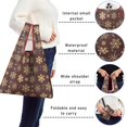 thumbnail image 5 of 5 Pack Foldable Shopping Bag,Brown Christmas Snowflake Pattern Reusable Grocery Bags with Pockets,Large Reusable Tote Bags with Handles Waterproof & Lightweight, 5 of 6