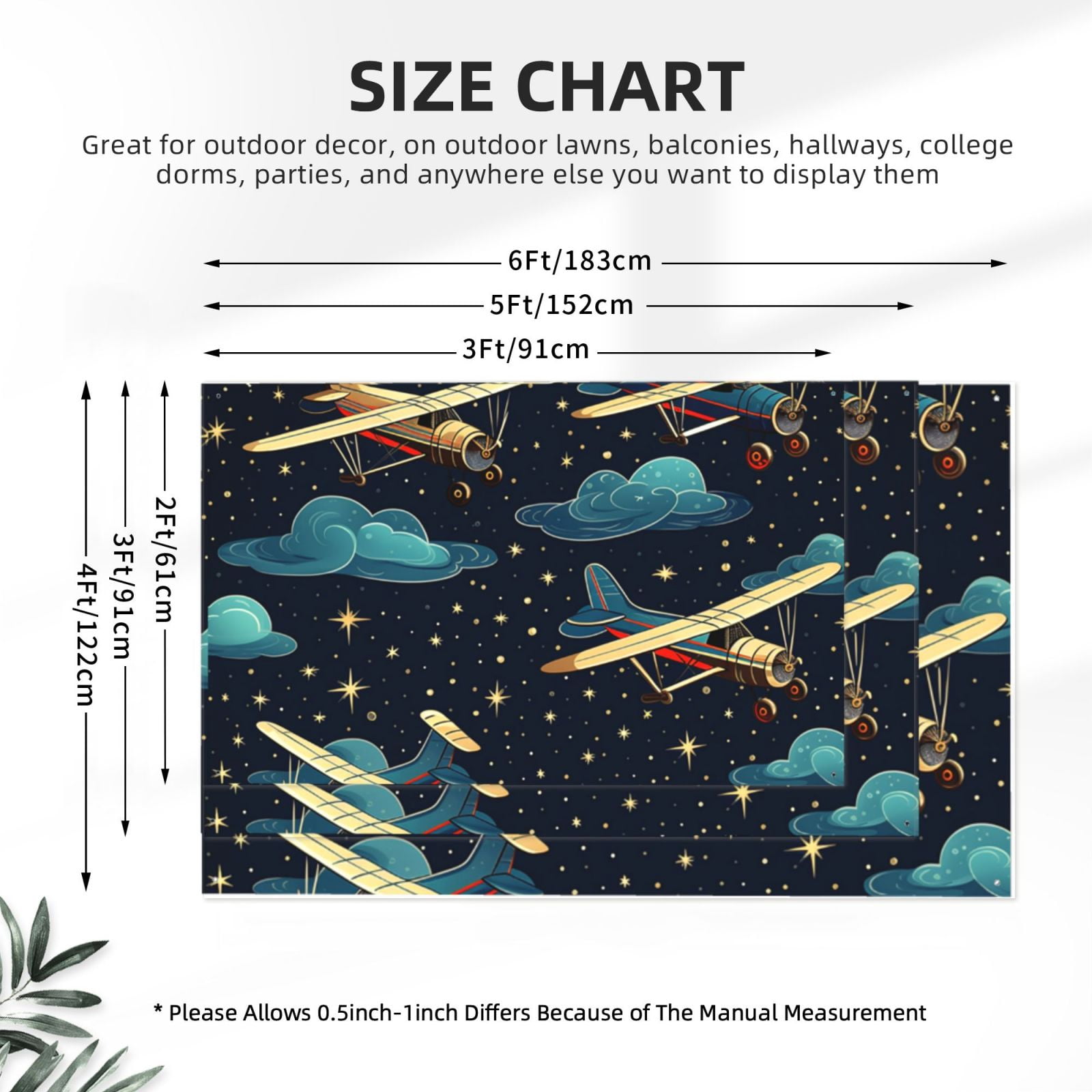 Airplane Retro Old Fashioned Stars Four Hole Decorated Banner Flag for Garden Yard Home Decoration Indoor Outdoor 4x6 Ft