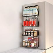 4 Pack Magnetic Spice Rack for Refrigerator,Spice Storage Fridge Shelf for Kitchen Organizer (Black)