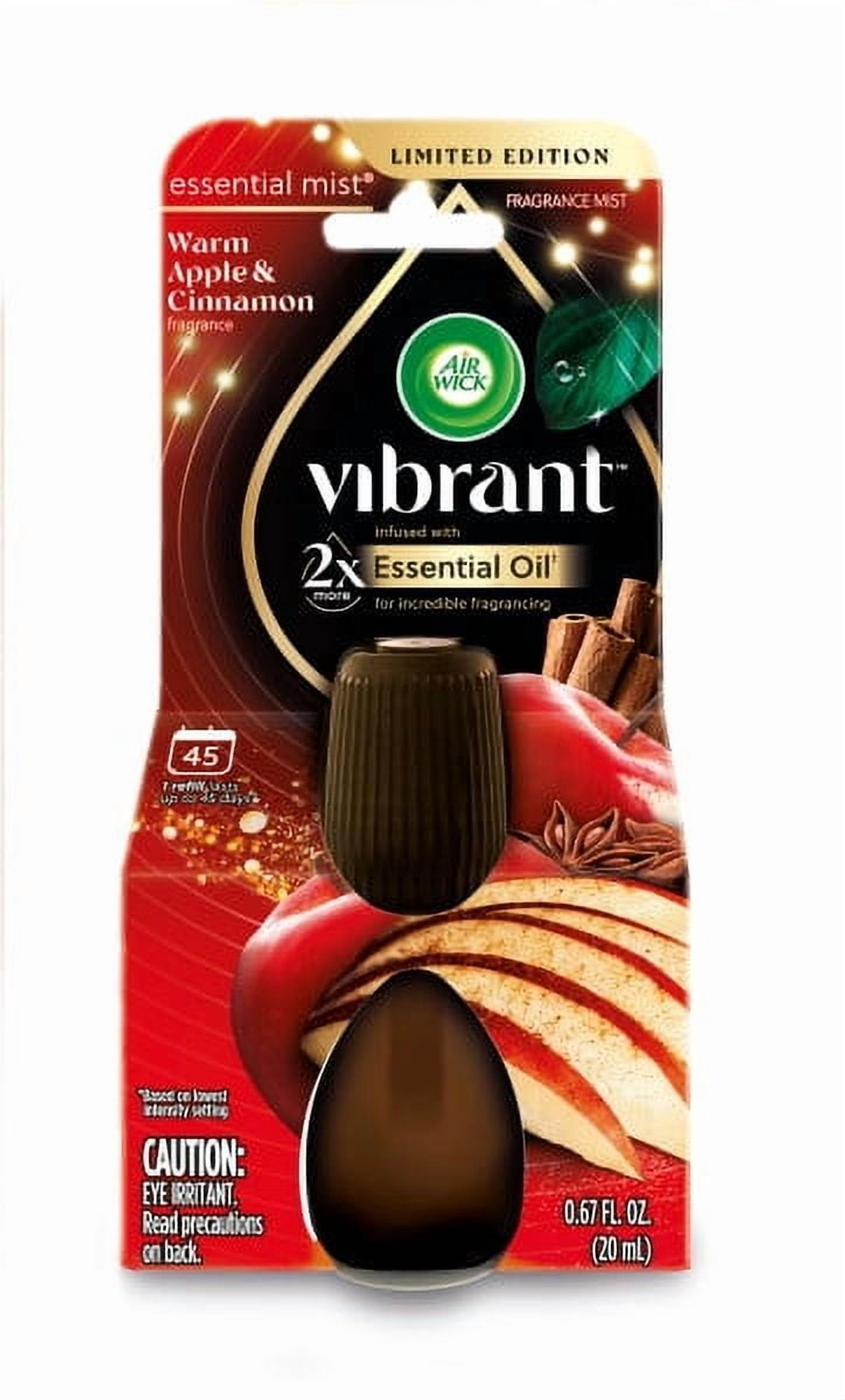 (3 pack) Air Wick Essential Mist Vibrant Scented Oil Air Freshener Diffuser Refill, Warm Apple and Cinnamon, 1 Count