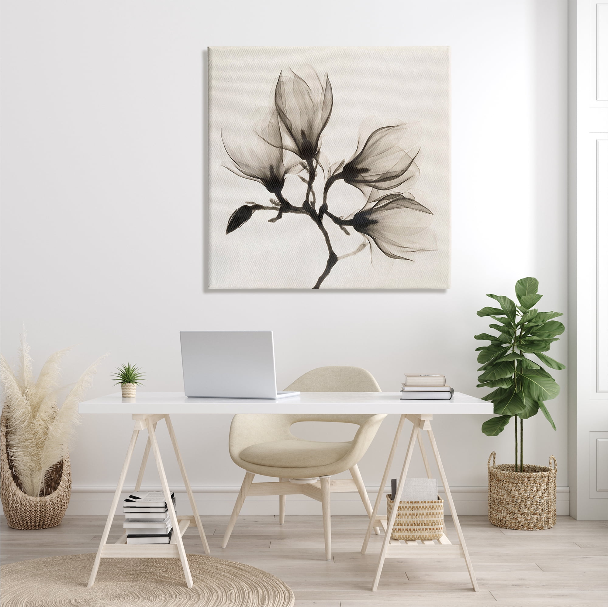 Stupell Industries Sepia Tone Tree Blossom Florals Translucent Flowers Botanical & Floral Photography Gallery Wrapped Canvas Print Wall Art, 36 x 36