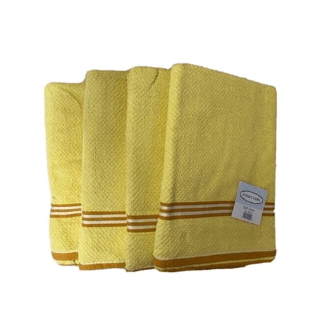 Set of 4 Oversized Popcorn Bath Towels  Yellow