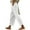 White, variant on Besolor Women's Cotton Linen Pants Summer Casual Lace Drawstring Elastic Waist Cropped Trouser with Pockets