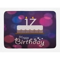 thumbnail image 1 of 17th Birthday Bath Mat, Seventeen Party Cake with Abstract Style Circles Artistic Print, Non-Slip Plush Mat Bathroom Kitchen Laundry Room Decor, 29.5 X 17.5 Inches, Lilac Purple and Pink, Ambesonne, 1 of 2