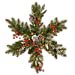 thumbnail image 3 of 32 "Pin Givré Berry Collection Flocon de Neige W / Grands Cônes à Bords Blancs, Baies Rouges, Feuilles d'Eucalyptus Scintillantes Argentées & 35 Lts LED Fonctionnant sur Batterie Blanc Chaud avec Minuterie, 3 of 5