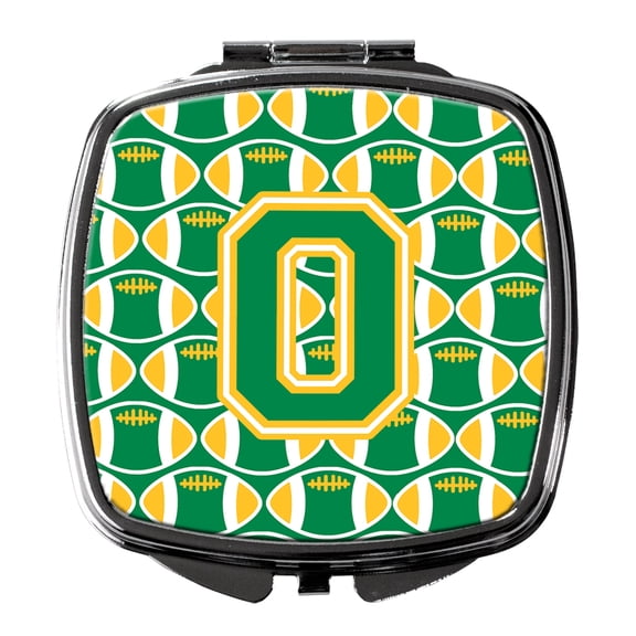 Letter O Football Green and Gold Compact Mirror CJ1069-OSCM