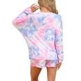 thumbnail image 3 of INSPIRE CHIC Women's Tie Dye Pajamas Long Sleeve Tops with Shorts Sleepwear Nightwear Casual Lounge Sets XL Blue Purple, 3 of 6