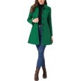 thumbnail image 2 of INSPIRE CHIC Women's Coat Single Breasted Long Sleeve Tunic-length Winter Outwear with Pockets S Green, 2 of 6