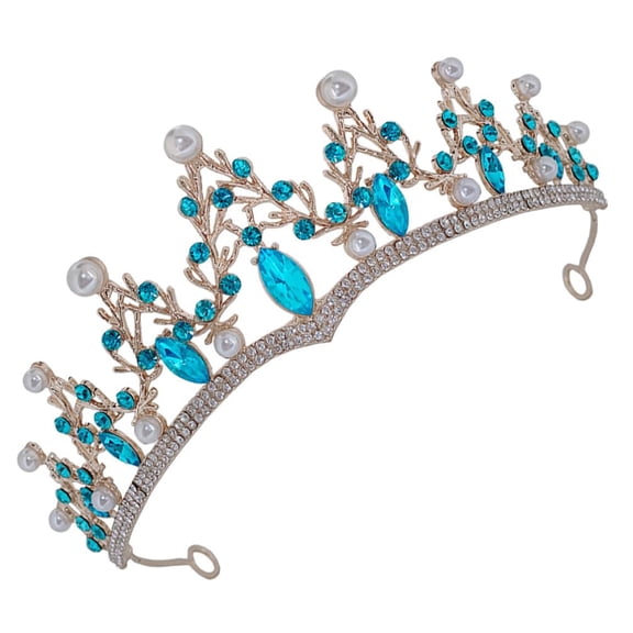 Yoqb Tiara Crystal Crowns Princess Rhinestone Crown Wedding Tiaras and Crowns Wedding Prom Birthday Party Hair Accessories Jewelry for Women Girls (Sky blue) A1017