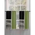 thumbnail image 5 of Sage Green Black Bathroom Window Curtain, Farmhouse Striped Modern Abstract Art Light Filtering Coffee Kitchen Curtains, Bedroom Living Room Curtains 2 Panel 84"x45", 5 of 6
