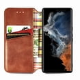 thumbnail image 2 of TECH CIRCLE for Samsung Galaxy S21 Wallet Phone Case, 3D Embossing Plaid w/ Stand Function PU Leather Flip Case ID Credit Cards Pocket Shockproof Magnetic Closure Cover,Brown, 2 of 9
