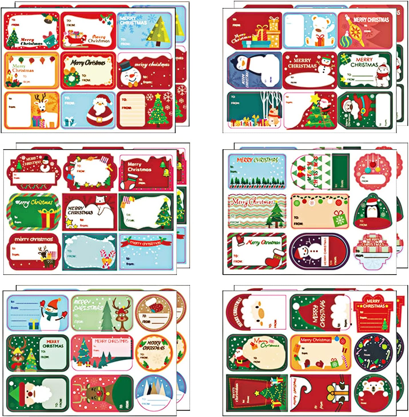 120 Autocollants Cadeaux De Noël Auto-adhésifs - Lot De 120 étiquettes Décoratives 8x6 Cm Pour Emballages - 6
