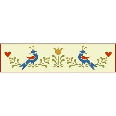 Folk Art Border 2 Stencil - DIY Art & Craft 10 Mil Mylar Wall Tile Craft - The Artful Stencil