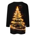 thumbnail image 4 of Womens Christmas Tops 3/4 Length Sleeve Crew Neck Xmas Tree Printed Graphic Tee Shirts Holiday Casual T-shirt (2XL, Black 05), 4 of 5