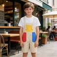 thumbnail image 6 of Ruyang Kids Boys Girls Overalls Shorts Adjustable Strap Color Block Shorts Summer Wide Leg Outdoor Casual Romper Shorts, 6 of 6