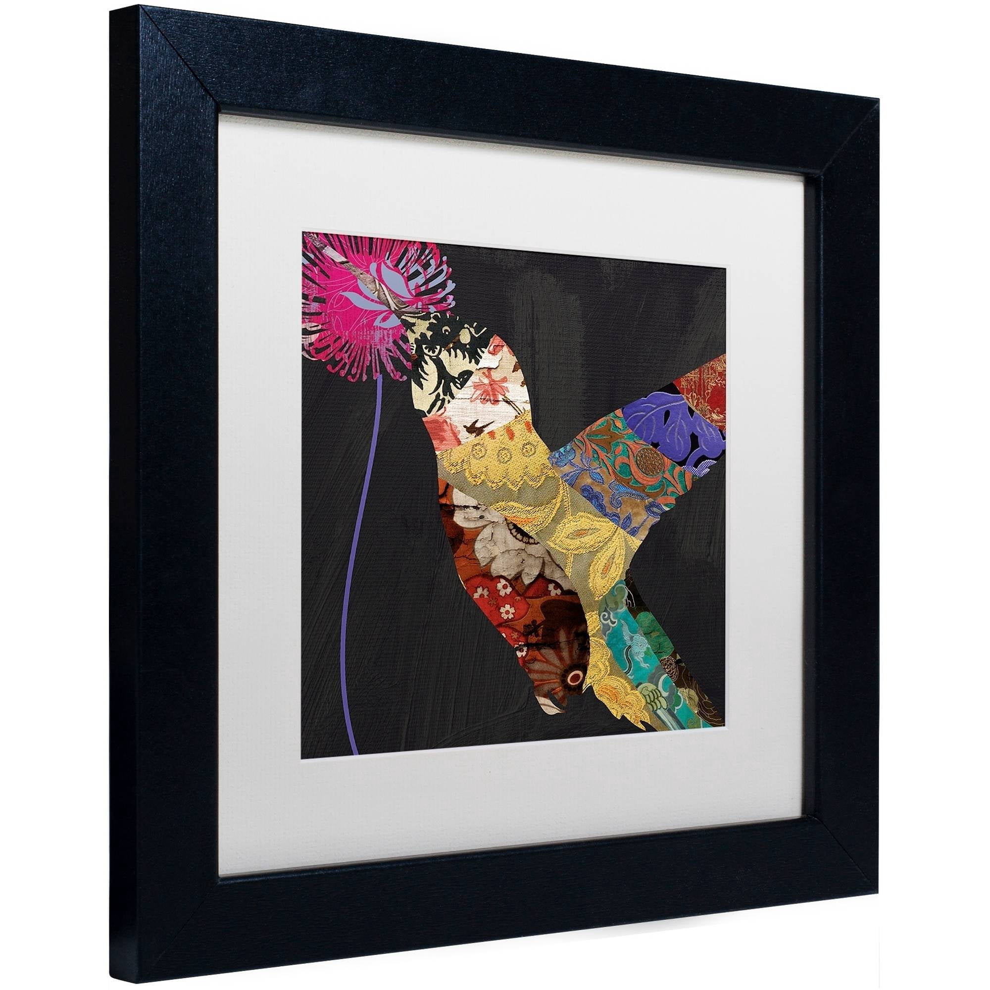 Trademark Fine Art "Hummingbird Brocade  II" Canvas Art by Color Bakery White Matte, Black Frame