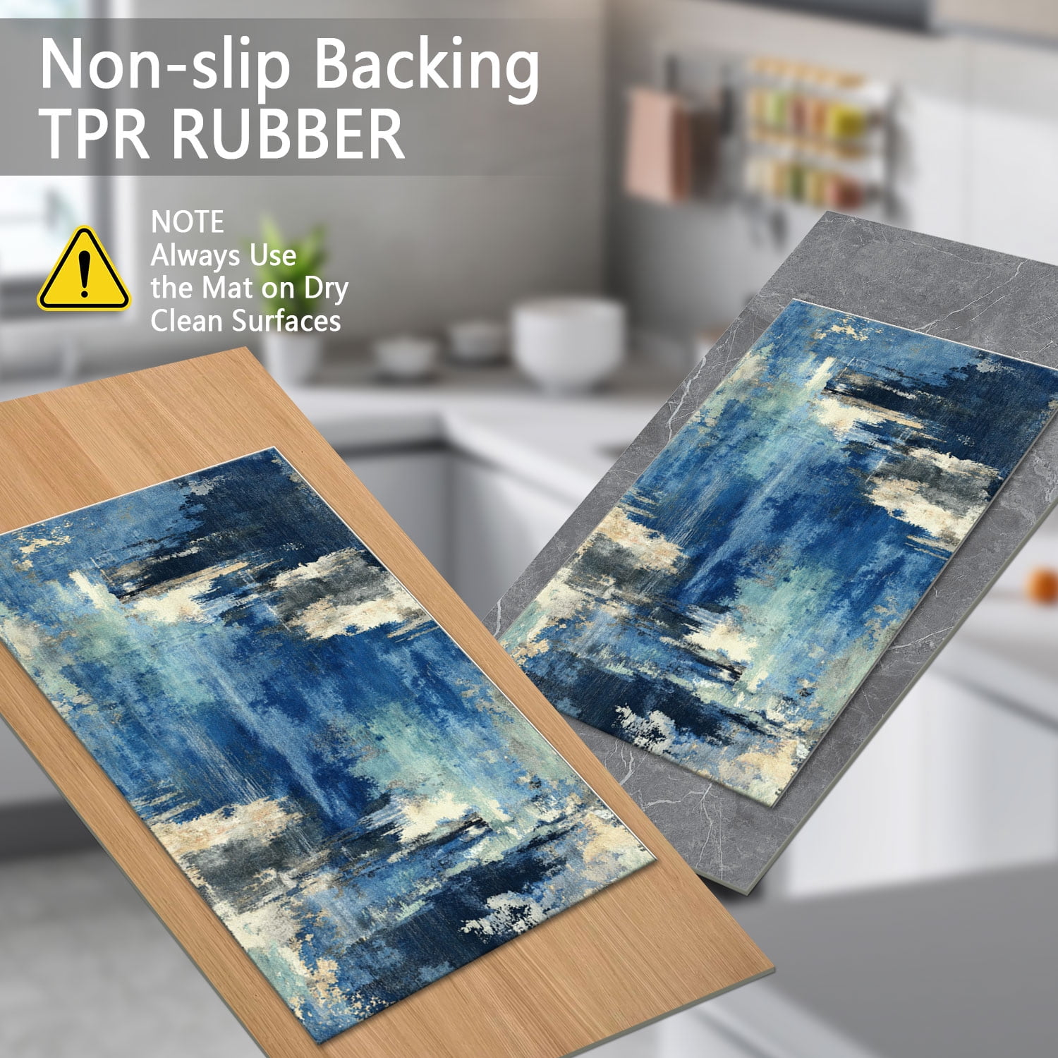 3-Piece Farmhouse Kitchen Rug Set with Anti-Slip Striped Design