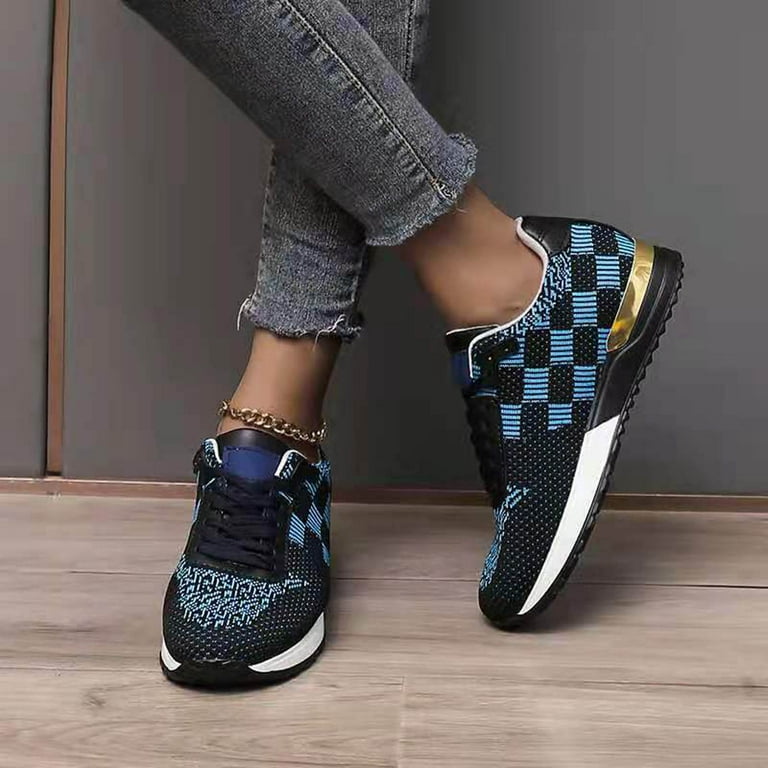 Louis Vuitton Men's Sneaker Zip Up Line Blue Damier Shoes Size 5 (24.5 cm)