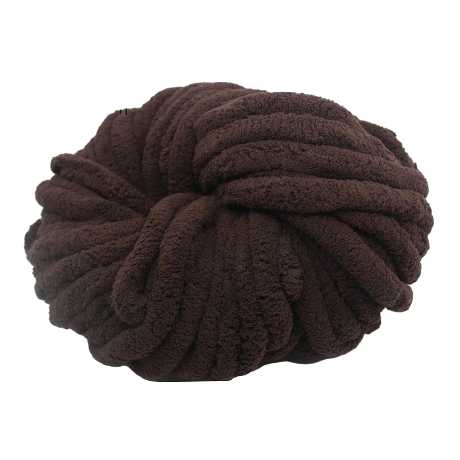 Tachiuwa Chunky Chenille Yarn for Crocheting, Bulky Thick Yarn for Knitting,Super Bulky Chunky Yarn for Hand Knitting Blanket Coffee