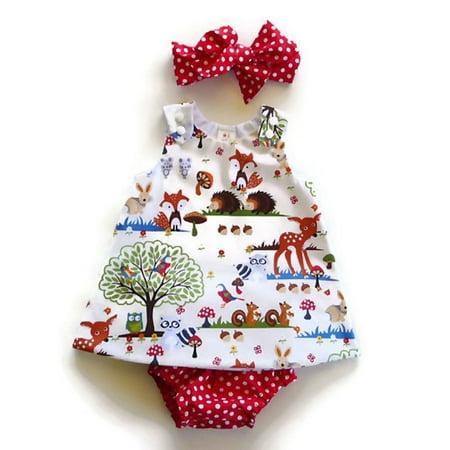 3PCS Newborn Toddler Clothes Baby Girls Dress+Pants Shorts+Headband+Outfit Sets