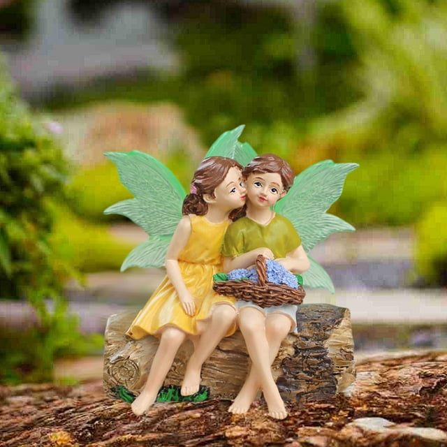 Accesorios de estatuas de hadas en miniatura, estatua de figuras de niña de resina, adorno de paisaje en miniatura para la decoración del césped del