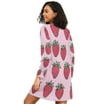 thumbnail image 2 of FORMRS Womens Long Sleeve Nightgowns Crew Neck Sleep Shirt Soft Pajamas Sizes S-3XL, Cartoon Strawberry, 2 of 8