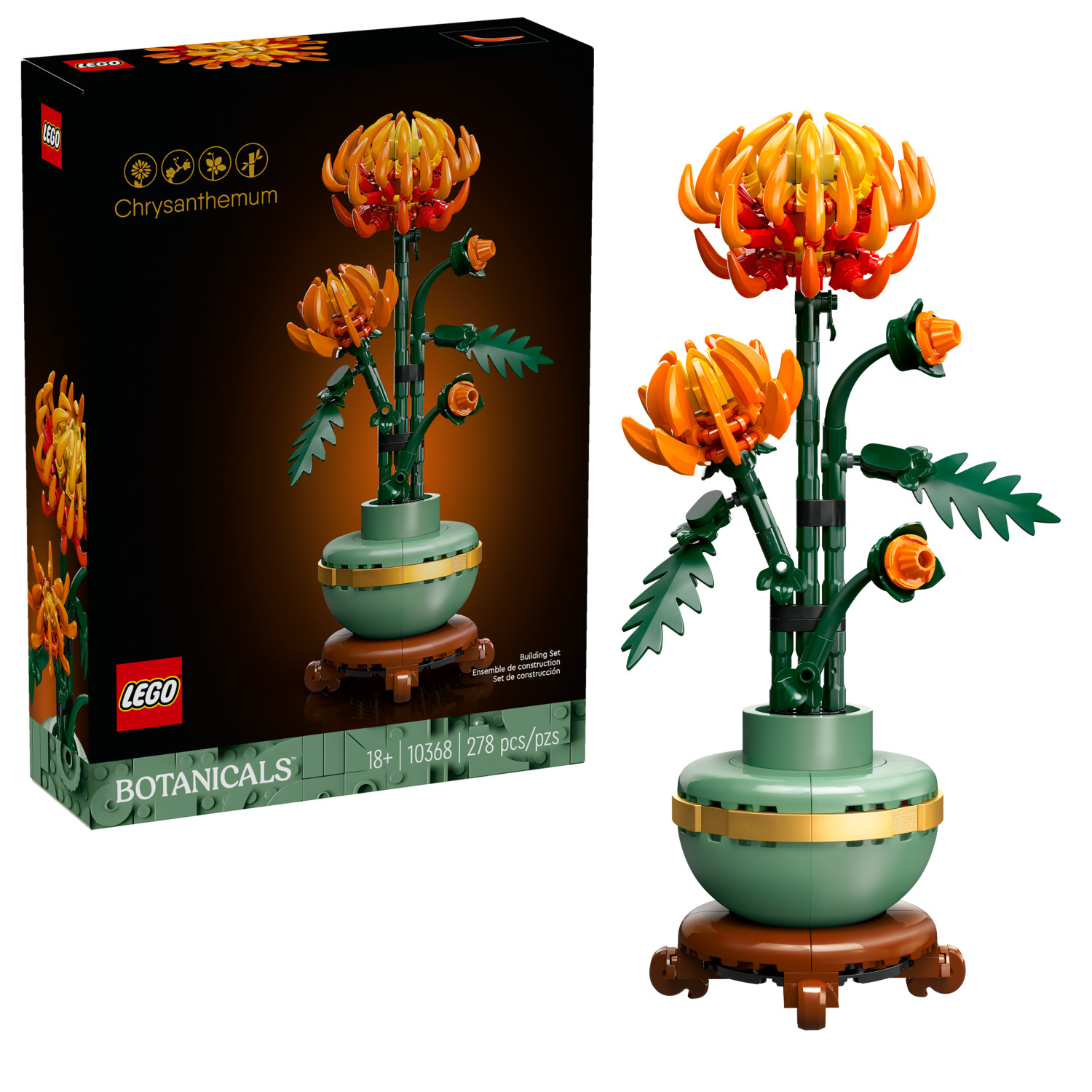 LEGO Icons Chrysanthemum Building Set - Artificial Flowers for Dinner Table Centerpieces & Decoration, Adults Ages 18+ - Birthday Gift Idea - 10368