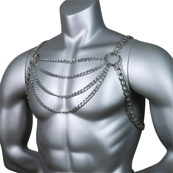 Mens Harness Punk Metal Alloy Chest Chain Body Jewelry Necklace Clothing Accessories Party Clubwear