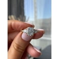 thumbnail image 6 of 3.00Ct Elongated Cushion Moissanite Trilogy Ring, Pear Side Stones & Cathedral, 18K White Gold, 6 of 7