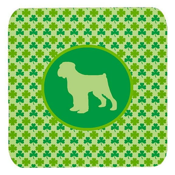 Carolines Treasures SDK1074-C-FC Black Russian Terrier Lucky Shamrock Foam Coasters- Set Of 4