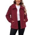 thumbnail image 3 of Full Zip Coat for Women Long Sleeve Double-sided Velvet Short Fleece Jacket Loose Warm Outerwear With Pockets, 3 of 7
