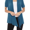 thumbnail image 5 of Women's Casual Short Sleeve Draped Open Front Solid Cardigan, 5 of 6