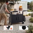 thumbnail image 7 of Outdoor Grill Cart with Stainless Steel Top for Kamado & Griddle, BBQ Stand Table with Drawer, Storage for Large Ceramic Cooker and 21"/28" Flat Top Grill, Dark Brown, 7 of 7