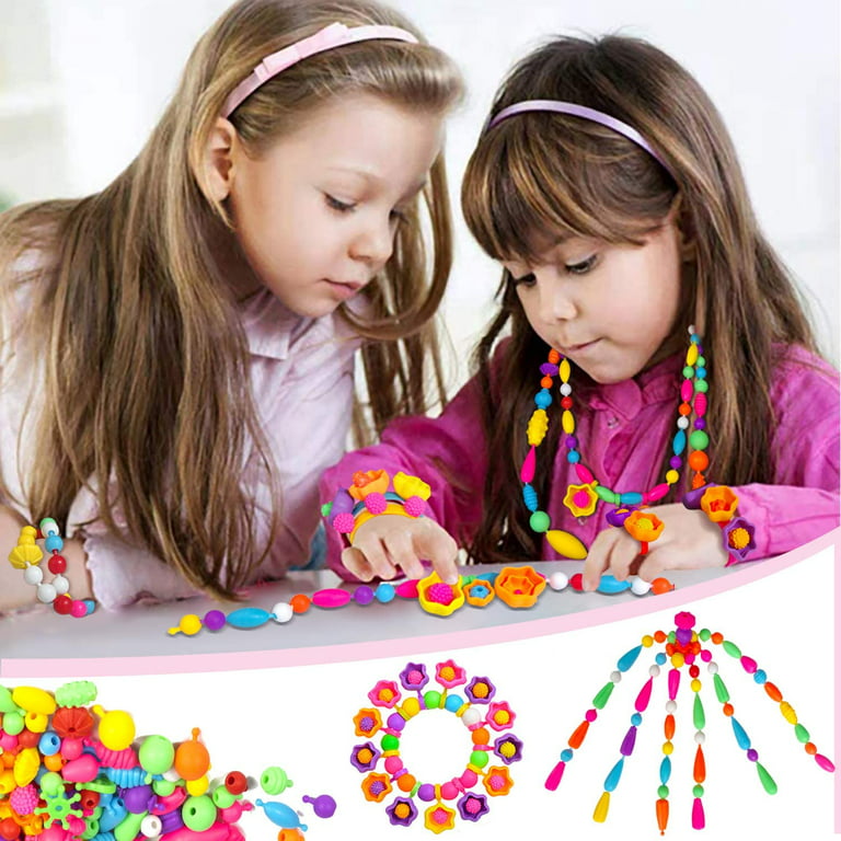 500+ Snap Pop Beads For Kids' Jewelry Making - Kid'S Crafts For Ages 4-8,  6-8, Arts And Crafts Supplies, Girls' Toys For 3, 4, 5, 6, 7, 8, 9 Year Old  Girl Birthday Gifts. (Random Color In Package)